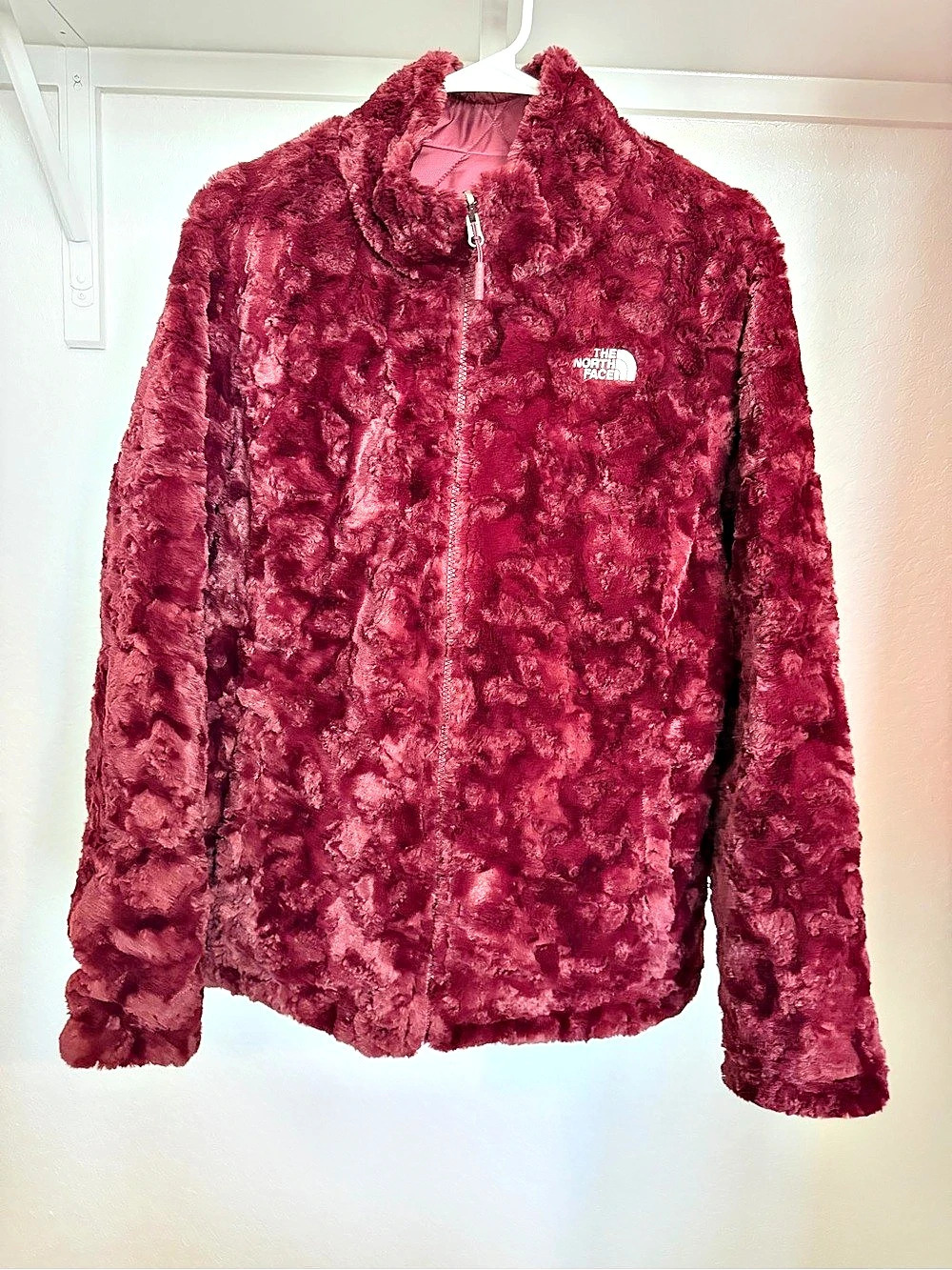 The North Face Mossbud Swirl Reversible Jacket Burgundy Puffer Jacket Size XL